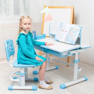 Детский письменный стол для школьника Lott S80 голубая