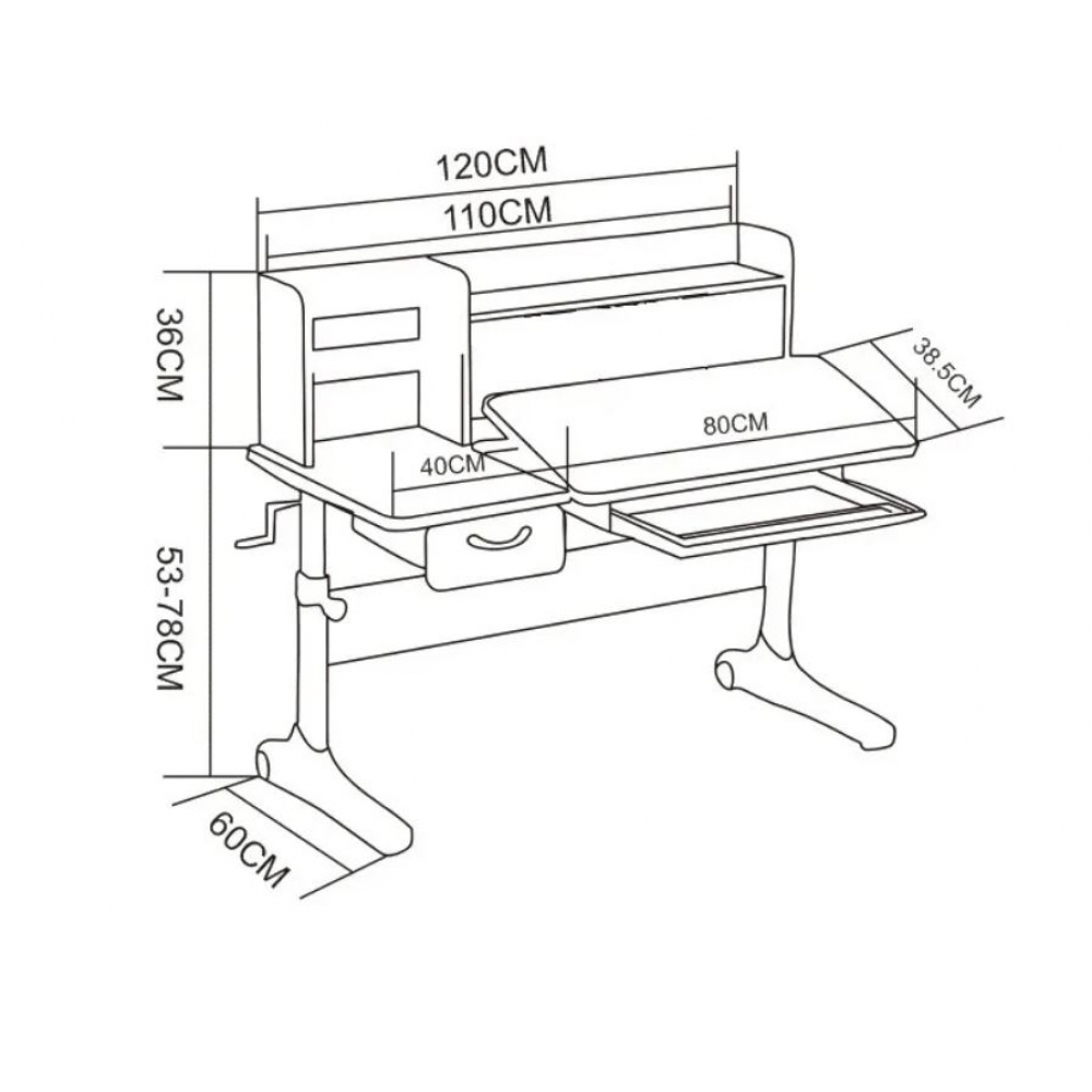 Парта Ammi Grey-w (1+1) Cubby