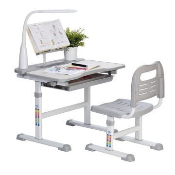 Ученический стол и стул Rifforma Set-17 клен и серый